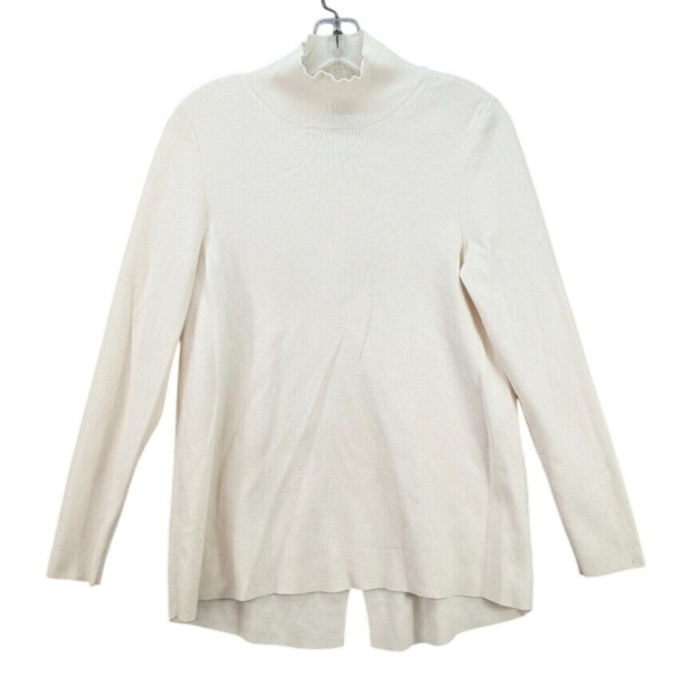 Anne Klein Turtle Neck‎ Women's Knit Sweater Top Size Small Ivory Nylon Pullover